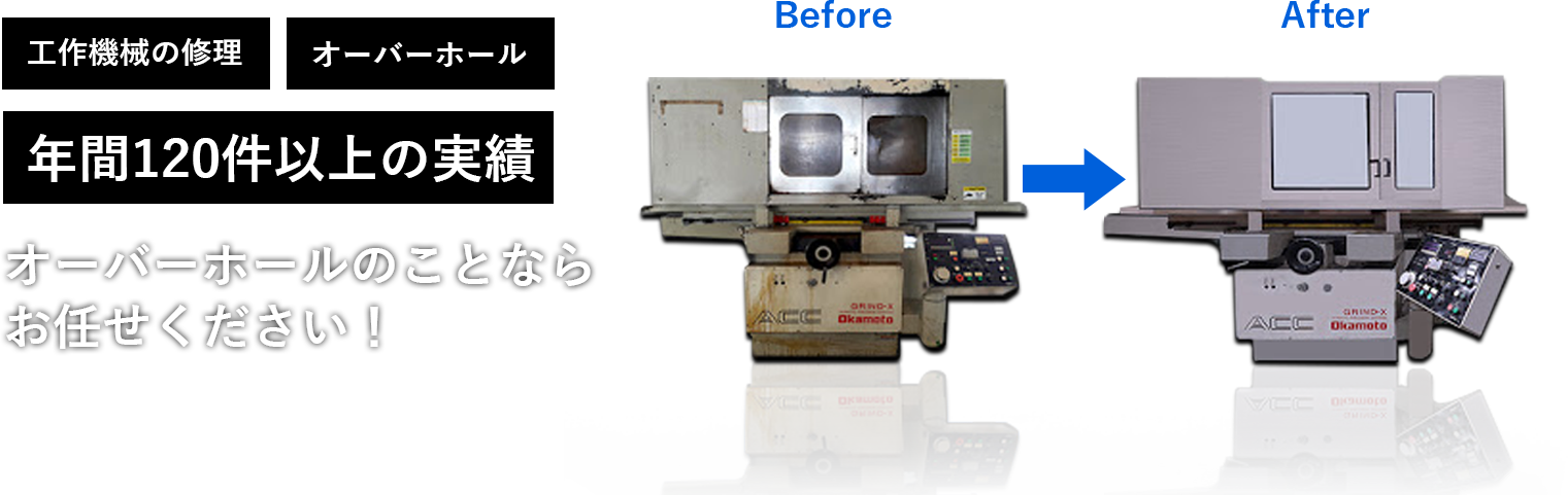工作機械の修理 工作機械の修理 年間120件以上の実績 オーバーホールのことならお任せください！